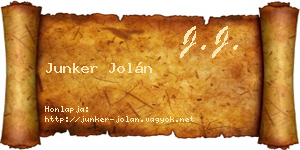 Junker Jolán névjegykártya